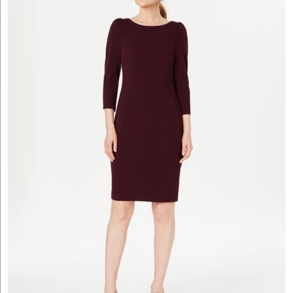calvin klein 3/4 puff sleeve sheath dress